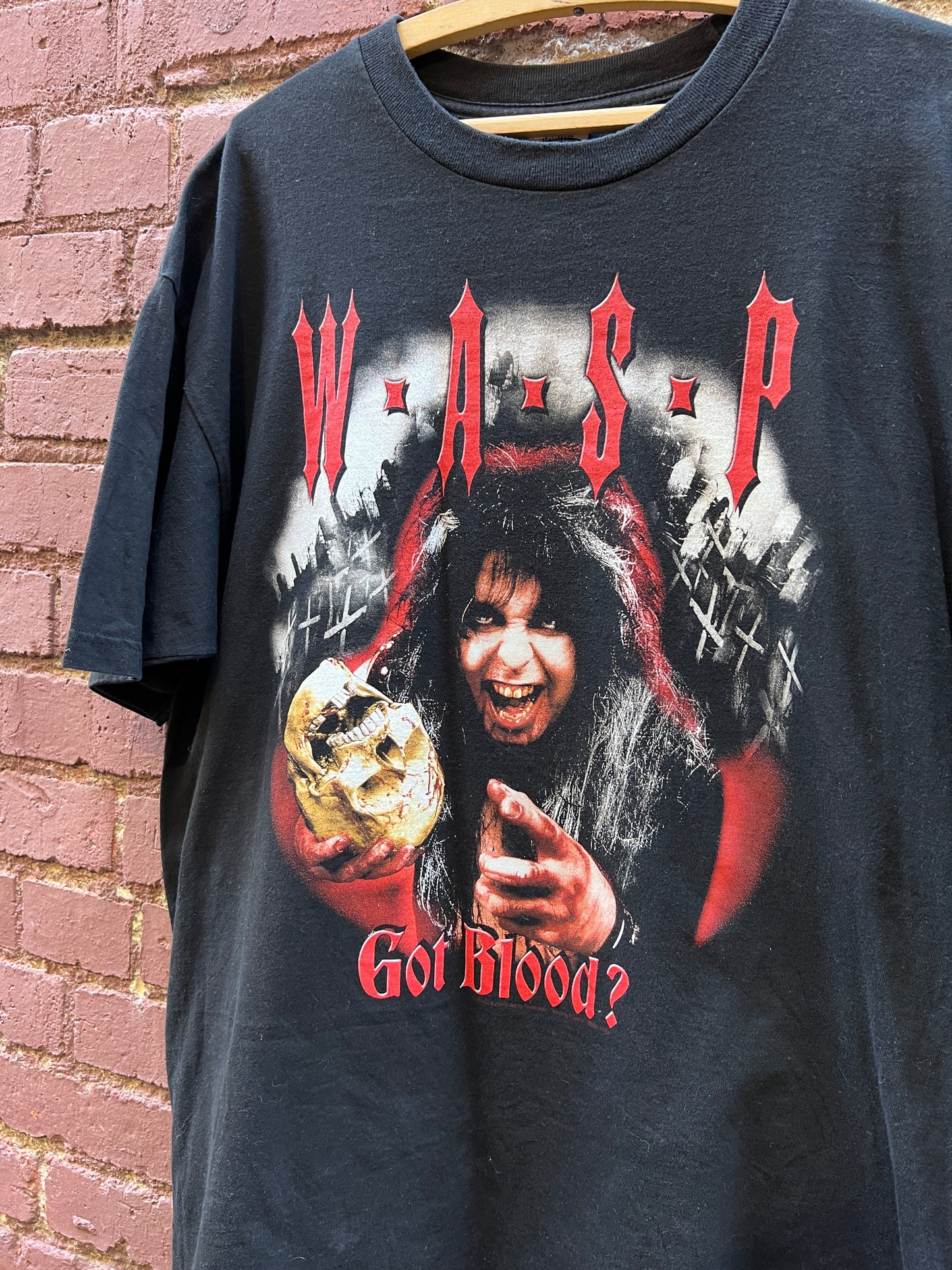 W.A.S.P. Heavy Metal T-Shirt - Size XL - “Got Blood” gory skull graphic