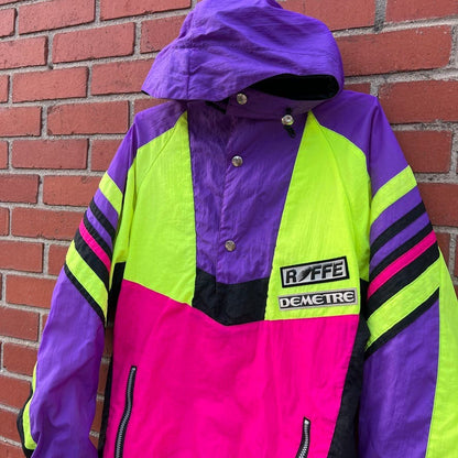 Roffe Skiwear Demetre Neon Colored Jacket -Sz Medium- Vtg 80s 90s Ski Snowboard
