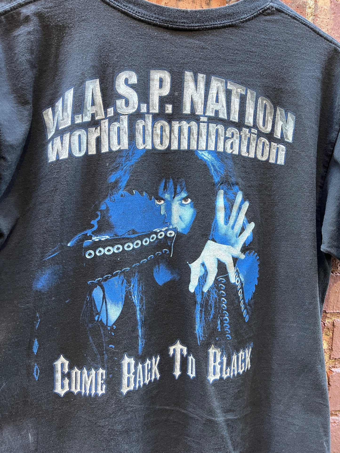 W.A.S.P. Nation Heavy Metal T-Shirt - Size Large - World Domination “Come back to Black”