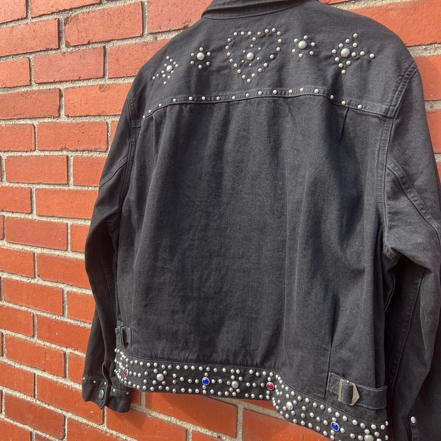 POLO Ralph Lauren Studded Black Denim Western Jacket - Sz Femme Large - Cinch