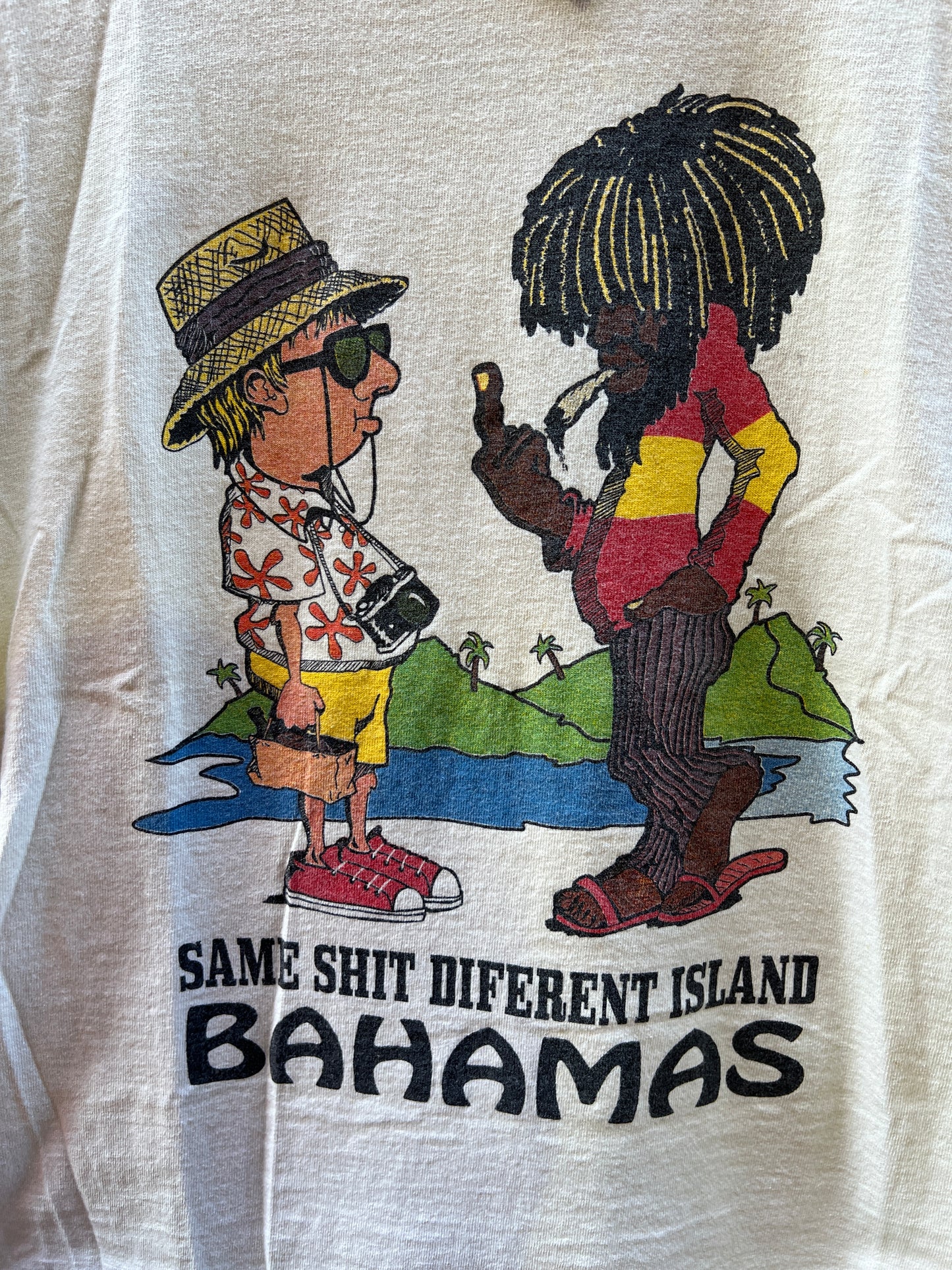 The Bahamas Souvenir T-Shirt - Sz Small - “same shit different island” comedy tourist tee