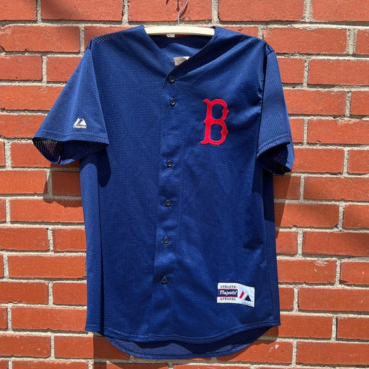 Boston Red Sox MLB Baseball Jersey -Sz Med- Vtg 90s Majestic Blue Mesh Stitched
