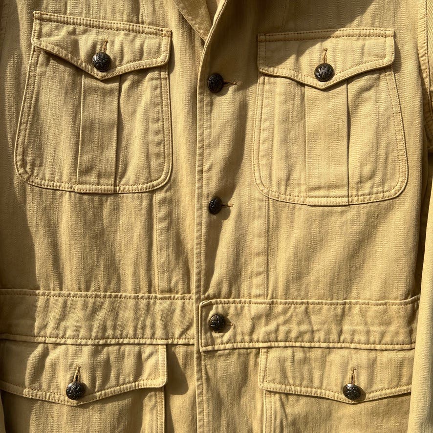 POLO Ralph Lauren Military Safari Style Jacket -Sz XL Vtg 90s WWII Brass Button