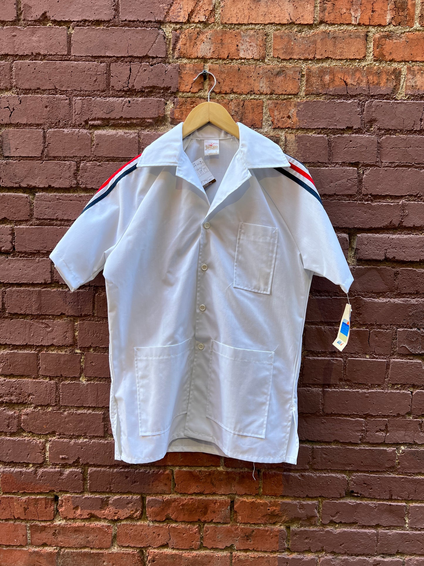 Jantzen SEA beach Button Up- Sz Small - NWT 70s white collared shirt