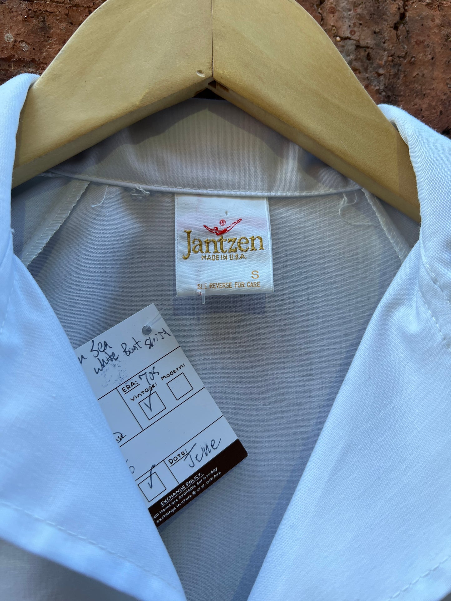 Jantzen SEA beach Button Up- Sz Small - NWT 70s white collared shirt