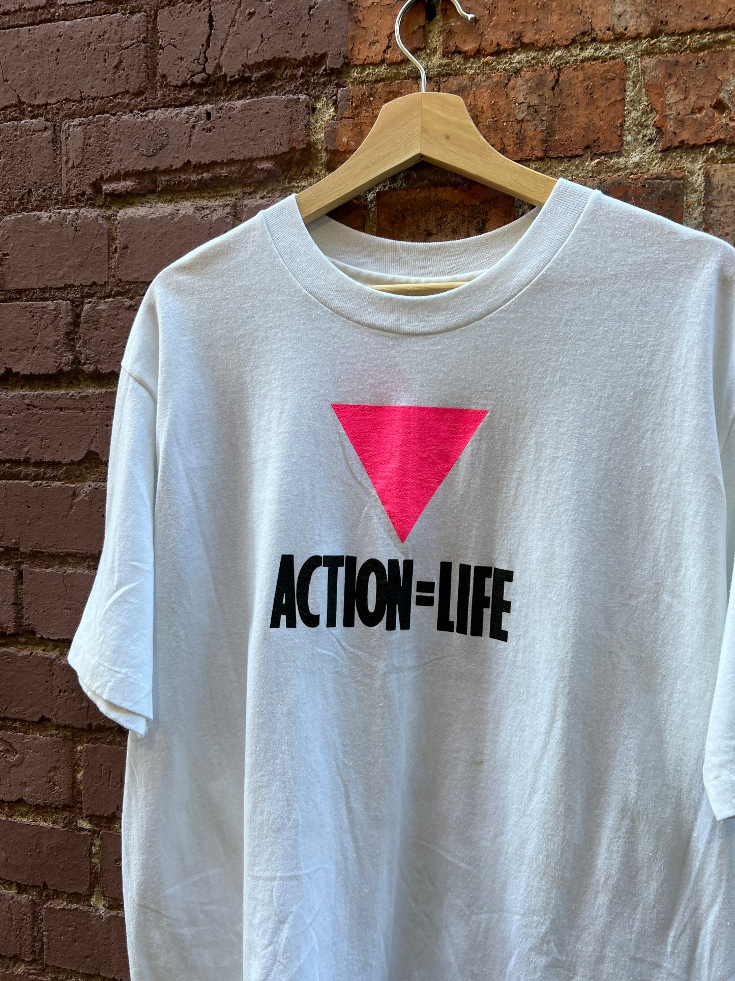 Act Up Denver 1980s T-Shirt - Sz XL - “Action=Life” rare LGBTQIA shirt