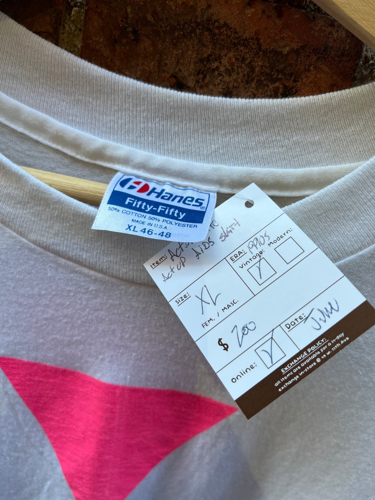 Act Up Denver 1980s T-Shirt - Sz XL - “Action=Life” rare LGBTQIA shirt