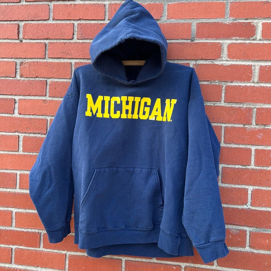 University of Michigan Wolverines Hoodie -Sz Medium- Vtg 90s Boxy Fit Sweater