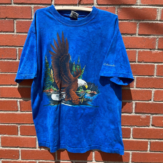 Vtg 90s Colorado Eagle Graphic Souvenir T-shirt |Sz XL| Vtg 90s Acid Wash