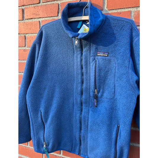 Vintage 90s Patagonia Full-Zip Deep Pile Fleece - Sz Medium - Navy Made in USA