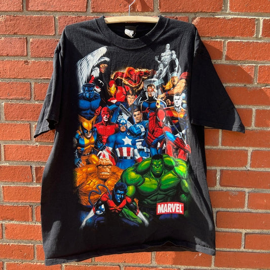Marvel Superheros Mad Engine T-shirt |Sz XL| Vtg 2004 Hulk/Wolverine/Iron Man