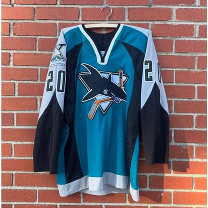 2001 San Jose Sharks NHL Hockey Jersey - Sz Small - #20 CCM Brand Vintage Y2k