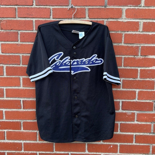 Colorado Rockies Black Mesh MLB Jersey |Sz Med| Vtg 90s Sport Attack Baseball