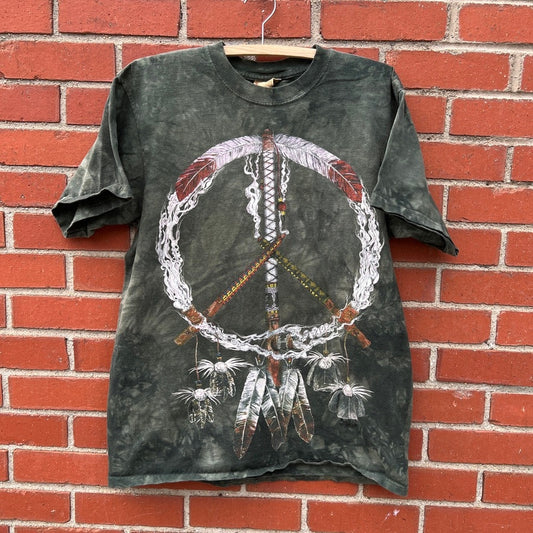 The Mountain Tie Dye Native American Peace Sign T-shirt |Sz Medium| vtg 1999