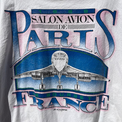 Paris 1989 Air Show Concorde Plane Sweater - Sz Large - Vtg 80s Blackbird