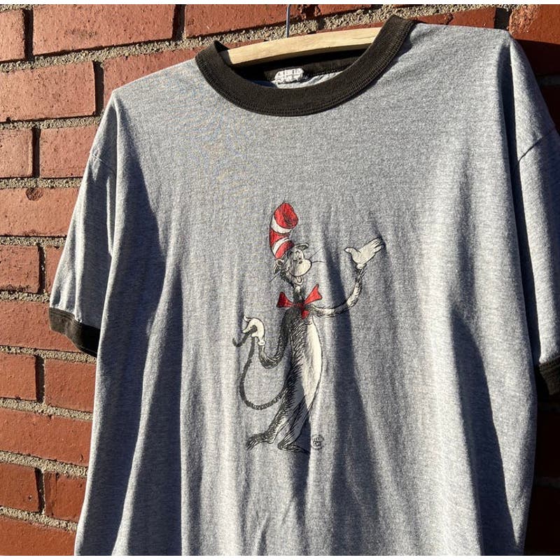 Dr. Suess' Cat in the Hat Ringer T-shirt - Sz Medium - Vintage 90s Tee
