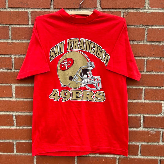 San Francisco 49ers NFL Football Trench T-Shirt - Sz Large - Vtg 90s NFC Champs