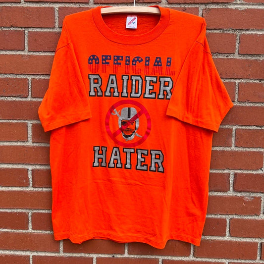 Denver Broncos Offical Oakland Raider Hater T-shirt -Sz XL- Vtg 80s NFL Football