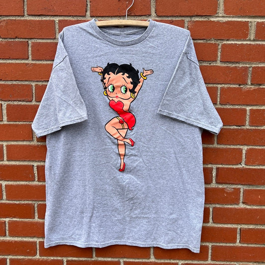 Vtg 90s Betty Boop Red Dress T-shirt |Sz Large| Pin-up Style Cartoon Tee