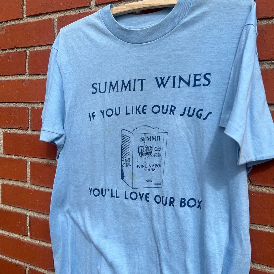 Vtg 70s Summit Wines Comedy T-shirt -Sz Large- Hanes Tag You'll Love our Box