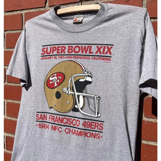 San Francisco 49ers Super Bowl XIX T-Shirt - Sz Large - Vtg 1984 NFC Champions