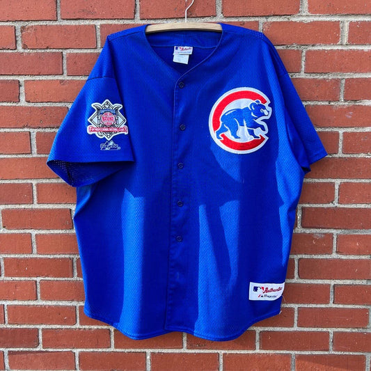 Chicago Cubs Majestic MLB Authentic Jersey -Sz XXL- Vtg 90s Baseball Mesh Top