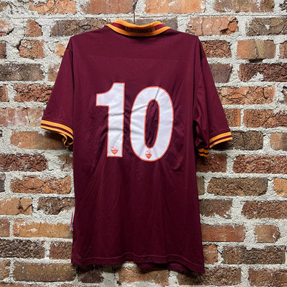 AS Roma #10 Serie A Collared Soccer Jersey | Sz Large | Roma Cares Sponsor Top