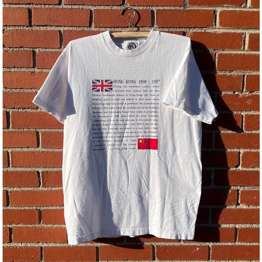 Hong Kong 1997 UK 100 Year Handover T-Shirt - Sz Large - Vintage 90s Terms