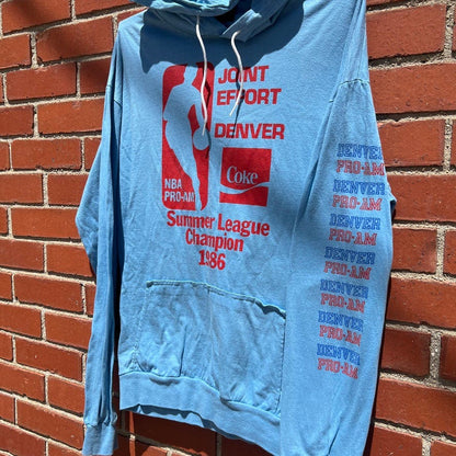 NBA Pro-Am x Coca-Cola Summer League Baskeball Hoodie -Sz Large- Vtg 80s Denver