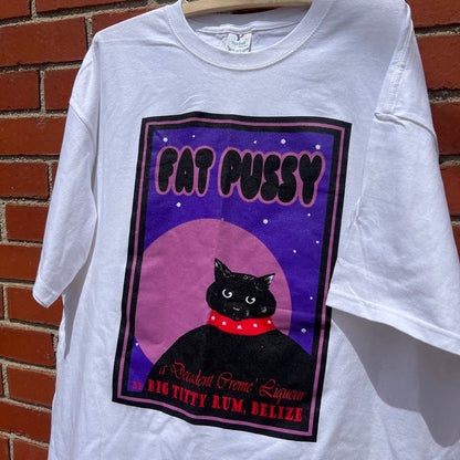 Fat Pussy a Big Titty Rum Product T-Shirt -Sz XXL- Funny Liquor Comedy tee