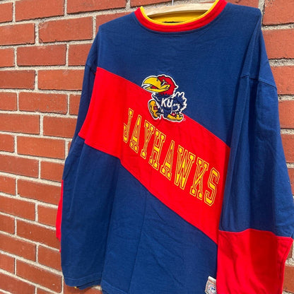 University of Kansas Jayhawks Long Sleeve Shirt -Sz XL- Vtg 90s NCAA Basketball