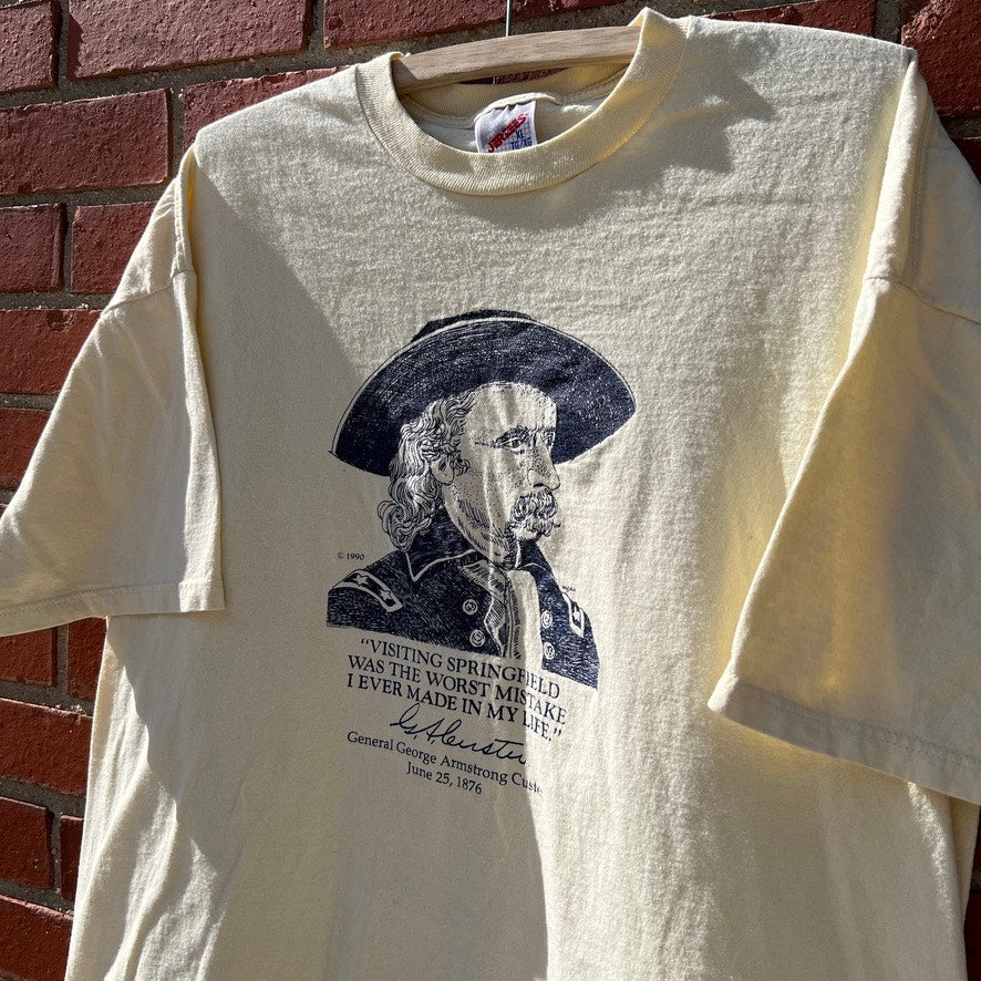 General Custer Springfield Funny Quote T-shirt |Sz XL| Vtg 90s Americana Tee