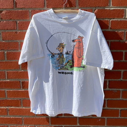 Vtg 90s Silver Mountian Sportswear Fishing Comedy T-shirt |Sz XL| Funny Bear Tee