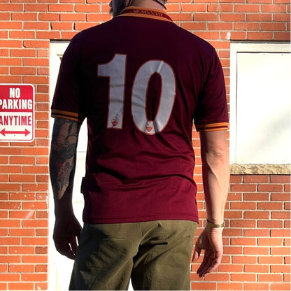 AS Roma #10 Serie A Collared Soccer Jersey | Sz Large | Roma Cares Sponsor Top