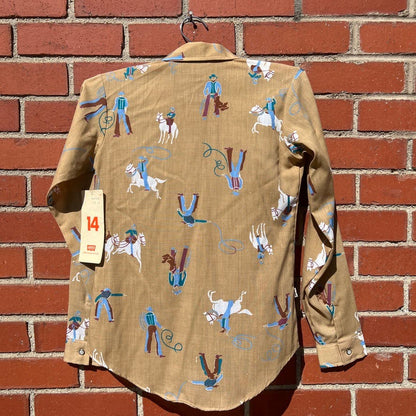 Vtg 70s Levi's Youthwear Cowboy Western Shirt - Sz (y) Large - RARE New With Tag