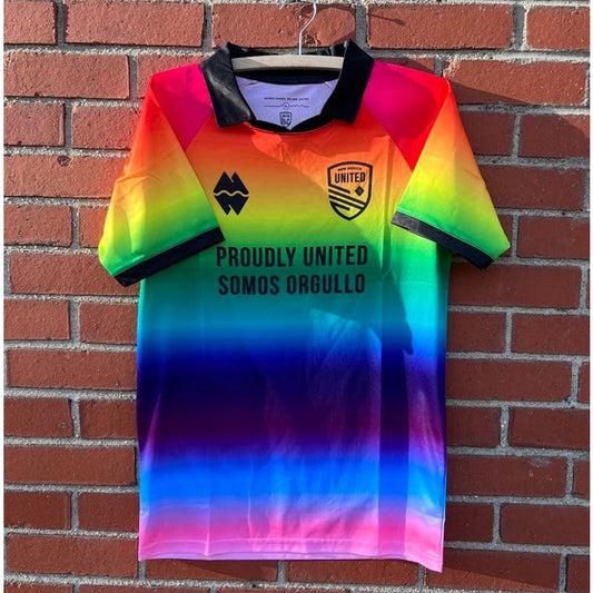New Mexico United Soccer Jersey -Sz XL- USL 2021 Pride Week Promo Rainbow Flag