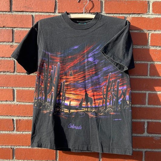 Vtg 90s Desert All over Print T-shirt -Sz Medium- Habitat Colorado Souvenir Top