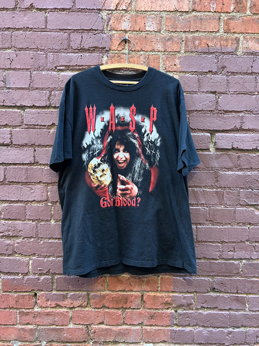 W.A.S.P. Heavy Metal T-Shirt - Size XL - “Got Blood” gory skull graphic