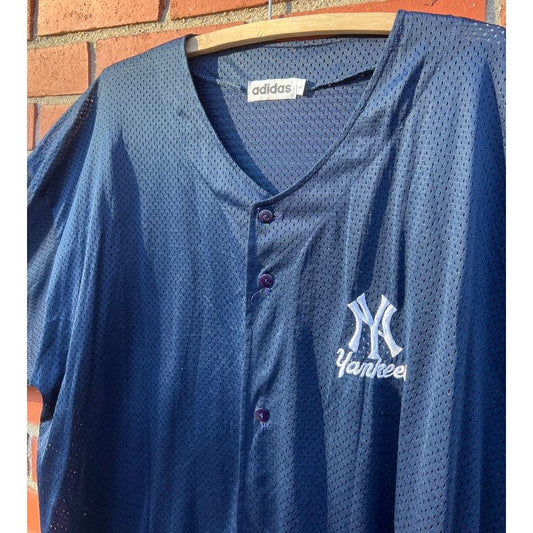 New York Yankees MLB Mesh Baseball Jersey - Sz Large - Vtg 90s Bootleg NYC