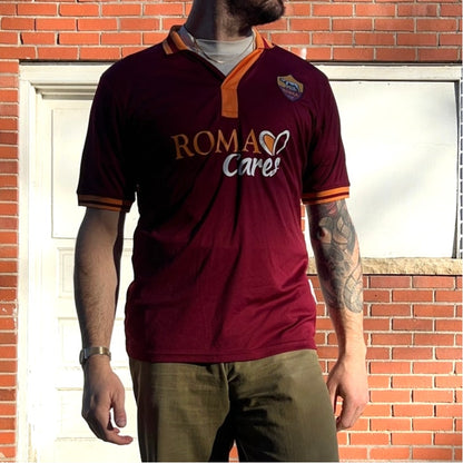 AS Roma #10 Serie A Collared Soccer Jersey | Sz Large | Roma Cares Sponsor Top