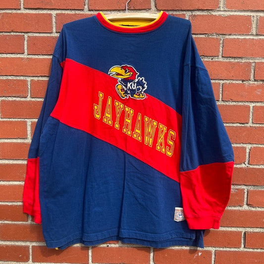 University of Kansas Jayhawks Long Sleeve Shirt -Sz XL- Vtg 90s NCAA Basketball