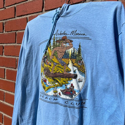 Arboles Colorado Navajo Reservoir Hoodie Shirt -Sz XL- Vtg 80s New Mexico Lake