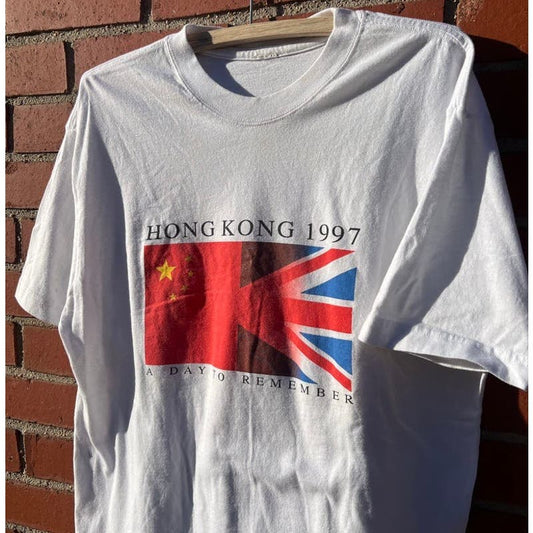 Hong Kong 1997 UK Handover T-Shirt - Sz Large - Vintage 90s Historical Event Tee