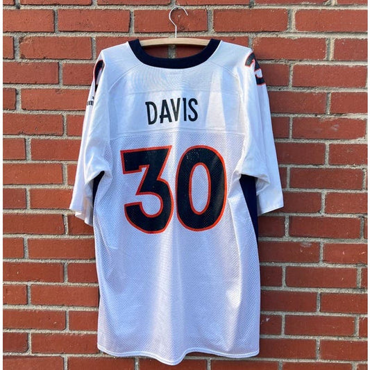 Denver Broncos #30 Terrell Davis White Puma NFL Football Jersey - Sz XL- VTG 90s