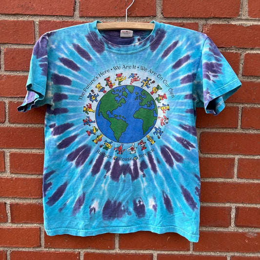 Grateful Dead Dancing Bears Recycle Tie-Dye T-shirt |Sz XS| Vtg 90s Y2k Band Tee