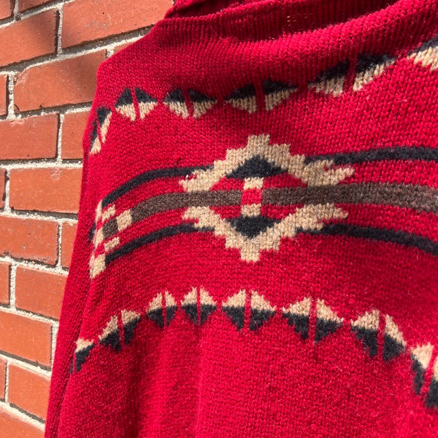 Pendleton Navajo Pattern Knit Suede Jacket Sweater -Sz XL (Fem)- Vtg Y2k Western