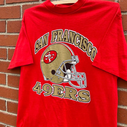 San Francisco 49ers NFL Football Trench T-Shirt - Sz Large - Vtg 90s NFC Champs
