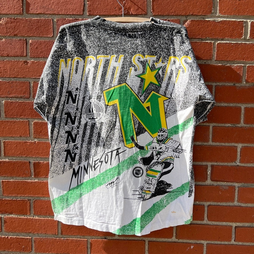 Minnesota North Stars 1991 All Over Print T-shirt |Sz Large| NHL Stanley Cup AOP