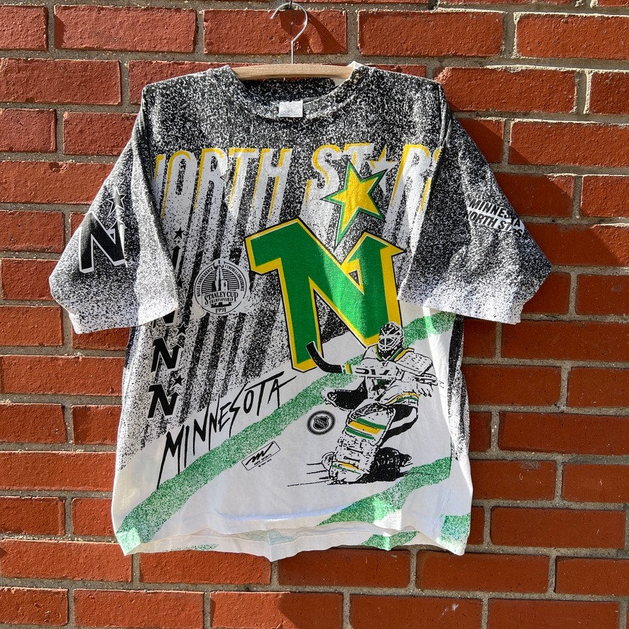 Minnesota North Stars 1991 All Over Print T-shirt |Sz Large| NHL Stanley Cup AOP