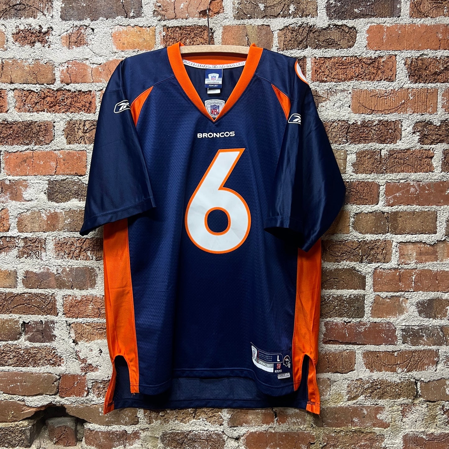 Denver Broncos #6 Jay Cutler RBK Authentic Jersey | Sz Large | Vtg Y2K NFLPA